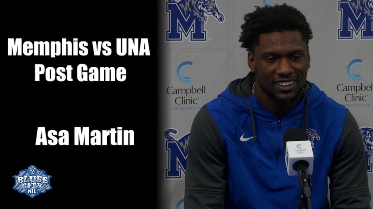 Featured image for “Memphis vs UNA Post Game: Running back Asa Martin”