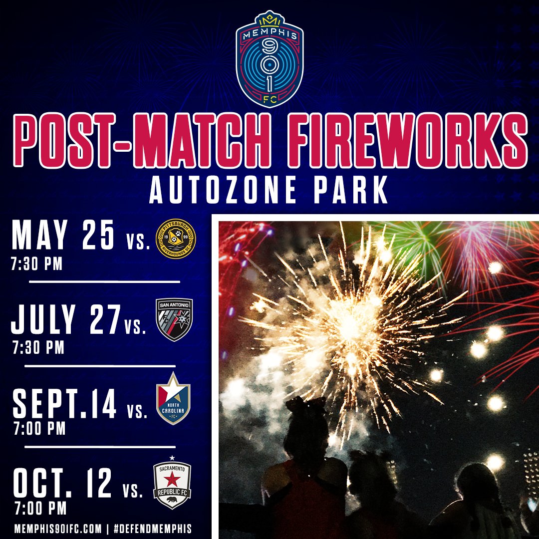 Featured image for “Memphis 901 FC To Have Four Post-game Fireworks Shows”